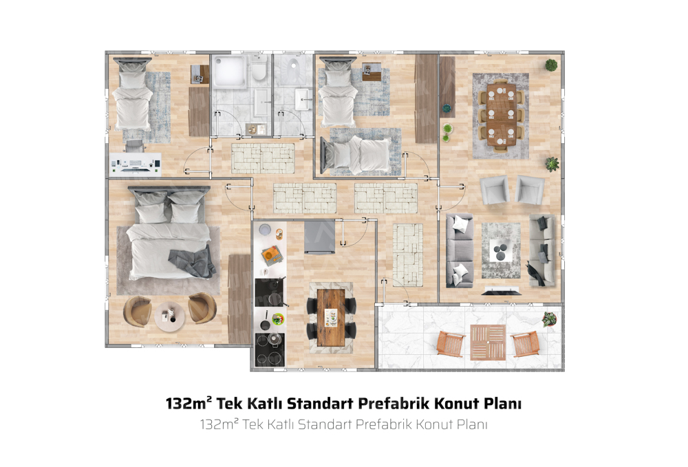 132m² Tek Katlı Prefabrik Ev