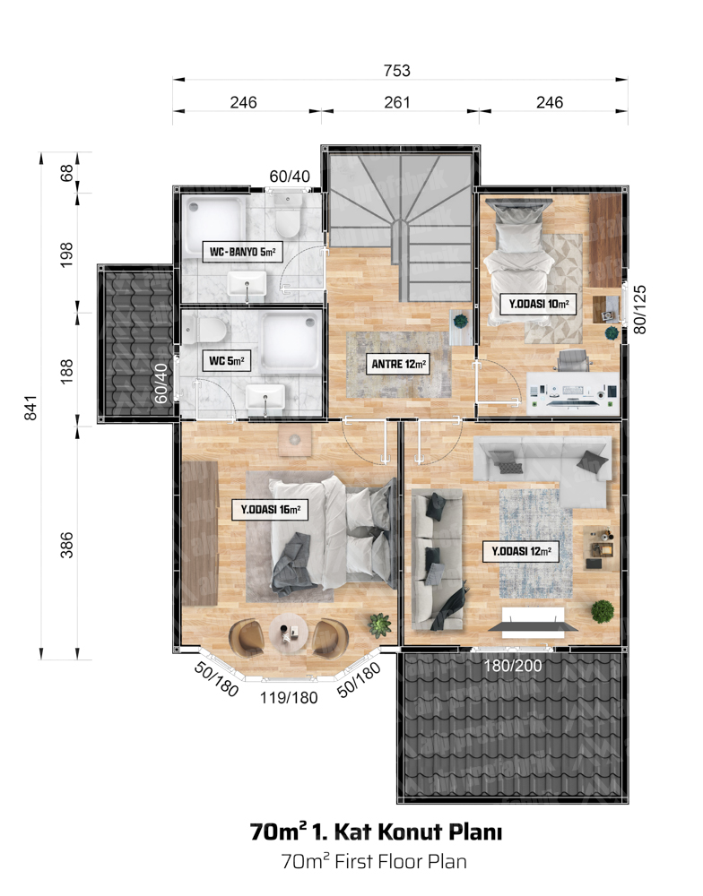 152m² Çift Katlı Lüks Prefabrik Ev