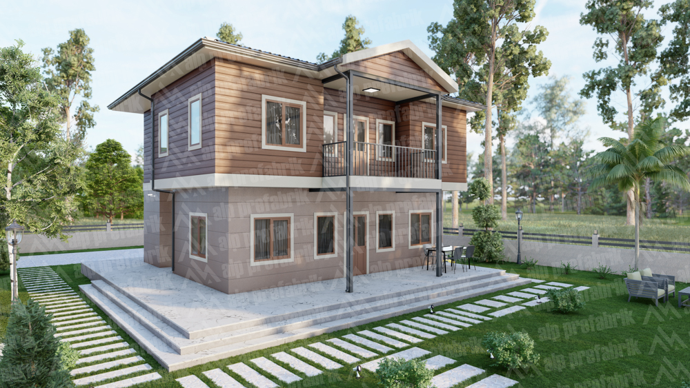 166m² Çift Katlı Lüks Prefabrik Ev