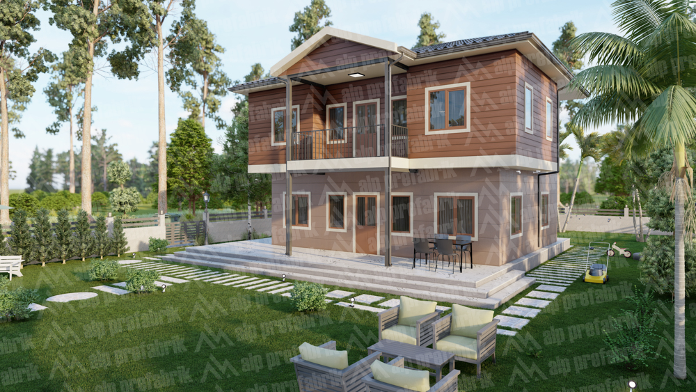 166m² Çift Katlı Lüks Prefabrik Ev