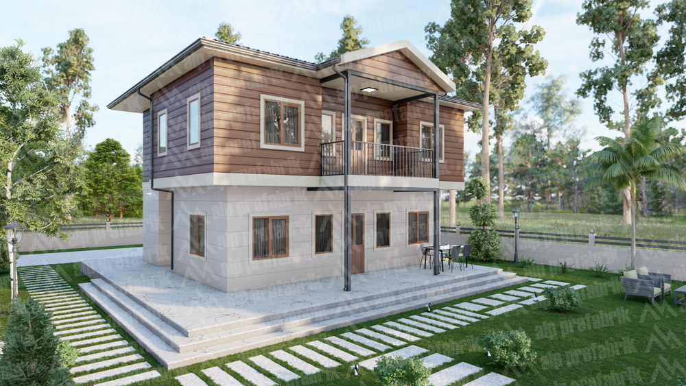 166m² Çift Katlı Lüks Prefabrik Ev