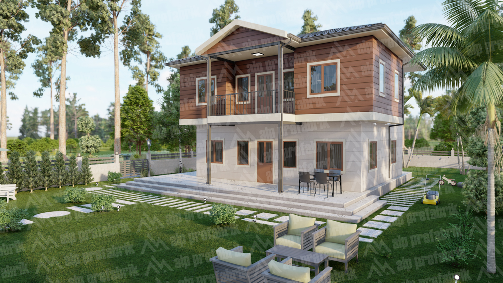 166m² Çift Katlı Lüks Prefabrik Ev